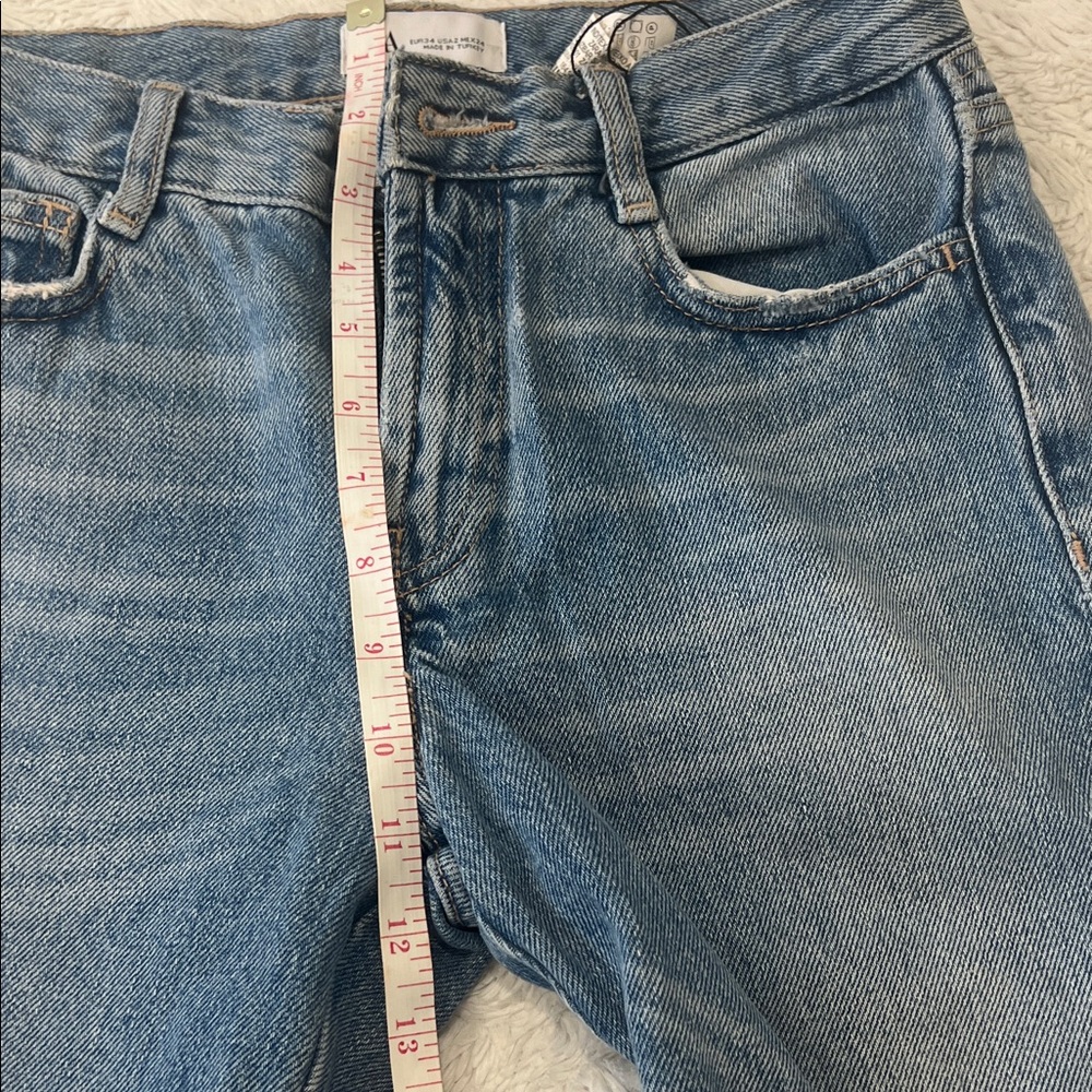 Zara Blue Patchwork Flare Jeans - image 4